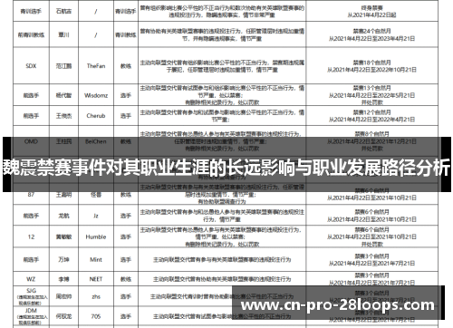 魏震禁赛事件对其职业生涯的长远影响与职业发展路径分析